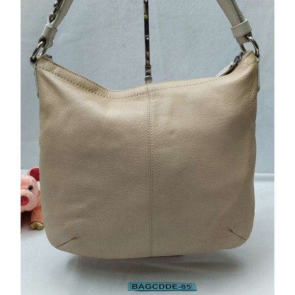 Coach Penelope Beige Pebbled Leather Turnlock Front Pocket Zipper Shoulder Bag - Picture 2 of 16